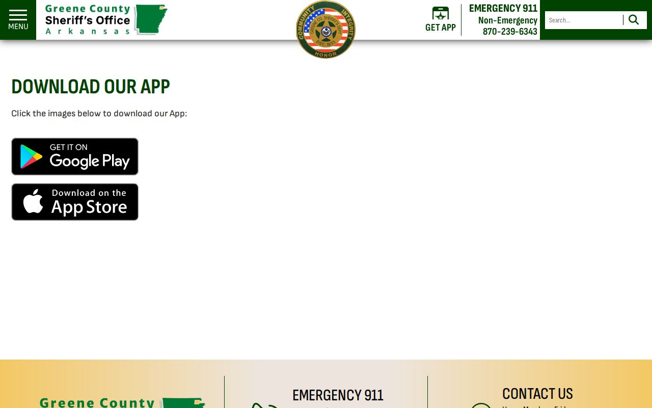 Greene County Sheriff app booking and custody record access